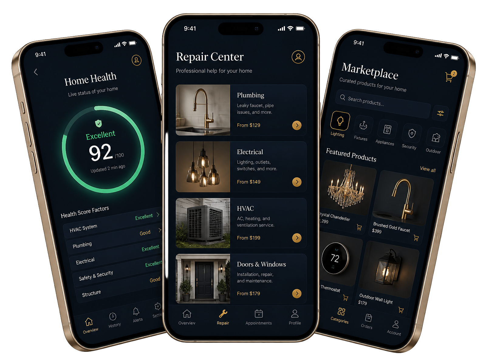 Sentinel Home application screens